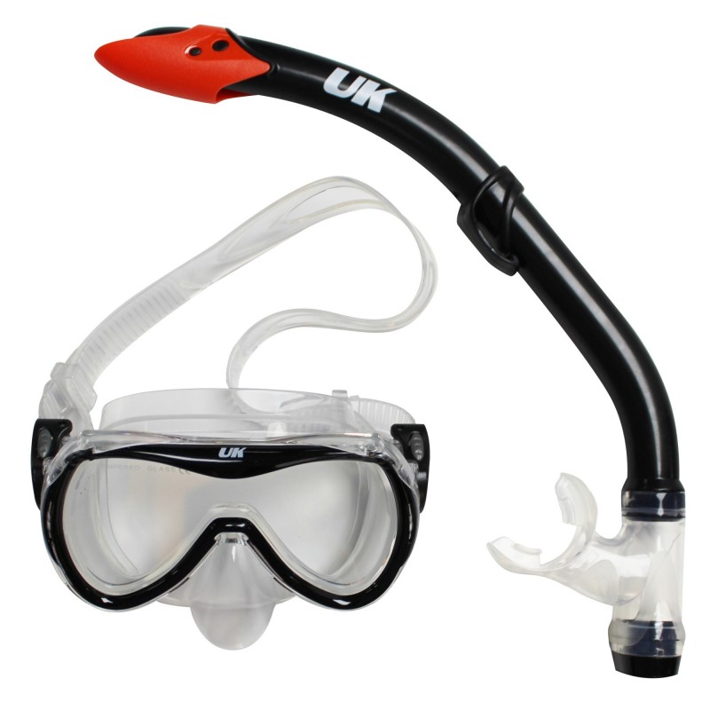 SET MASCARA + SNORKEL ADULTO NEGRO-NARANJO