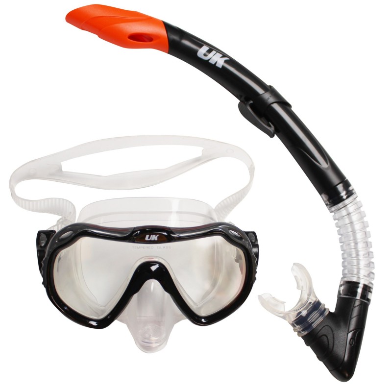 SET MASCARA + SNORKEL JUNIOR NEGRO-NARANJO
