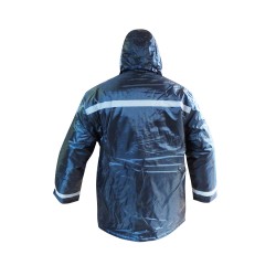 PARKA OXFORD AZUL CON CINTAS REFLEXTANTES