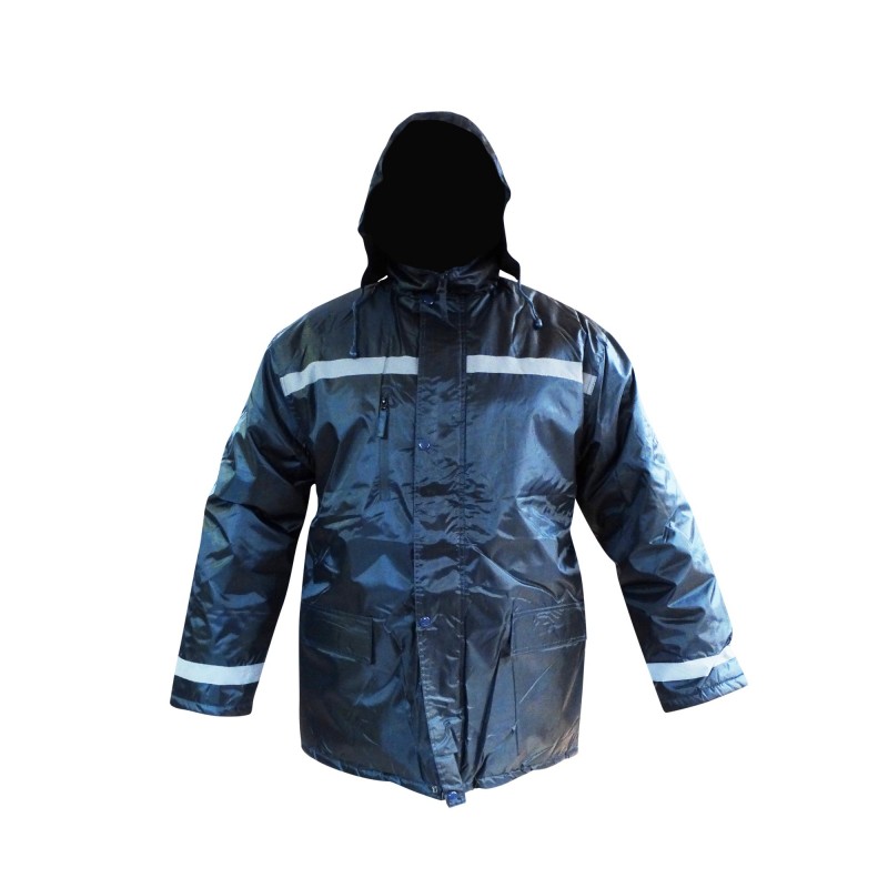 PARKA OXFORD AZUL CON CINTAS REFLEXTANTES