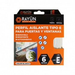 PERFIL SELLADOR DE PUERTA "E" HD EPDM BLANCO 6M RAYUN