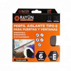 PERFIL SELLADOR DE PUERTA "E" HD EPDM CAFE 6M RAYUN