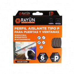 PERFIL SELLADOR DE PUERTA "P" HD EPDM CAFE 6M RAYUN