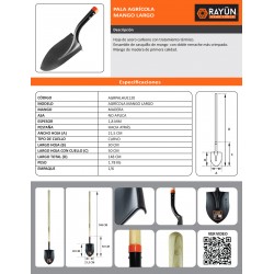 PALA AGRICOLA PUNTA HUEVO MANGO LARGO