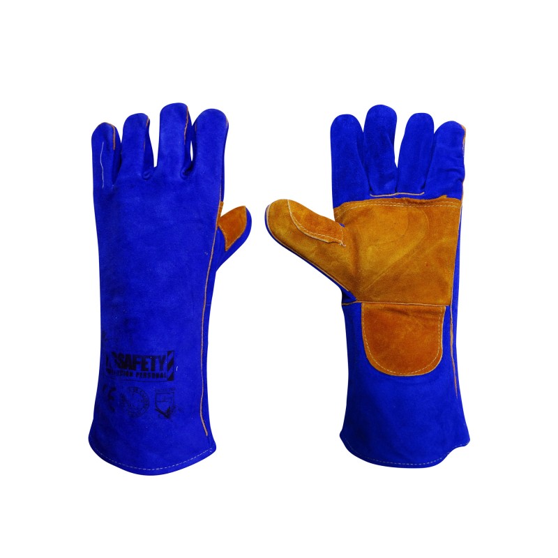 Guante Soldar Reforzado Hilo Kevlar Azul