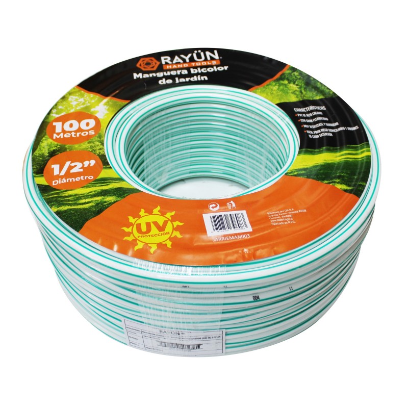 Manguera Jardin 1/2" Bicolor Blanca/Verde (100 M)