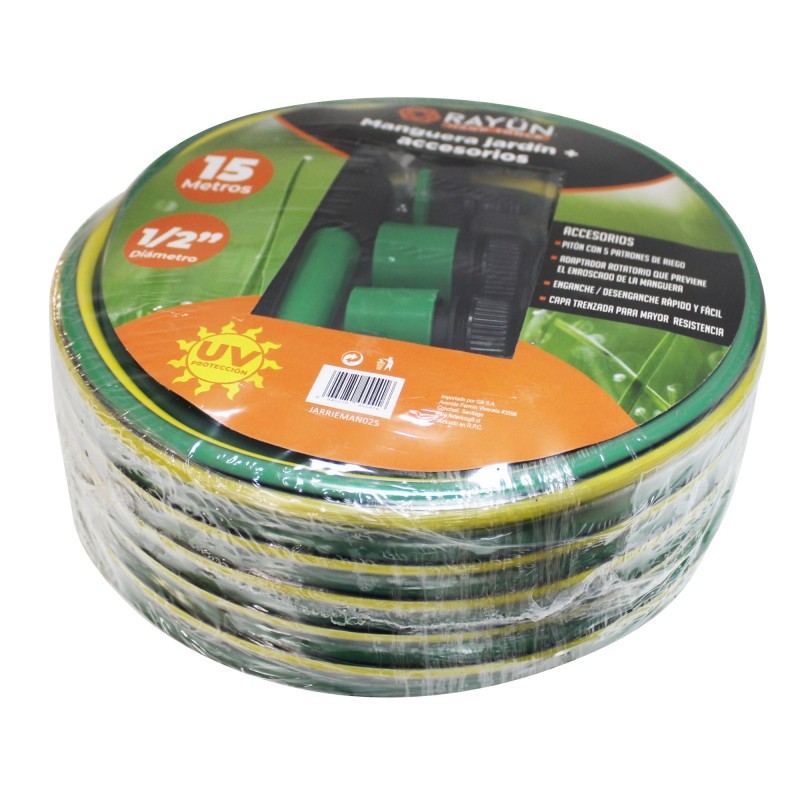 MANGUERA JARDIN 1/2" x 15 M CON ACCESORIOS  RAYÚN