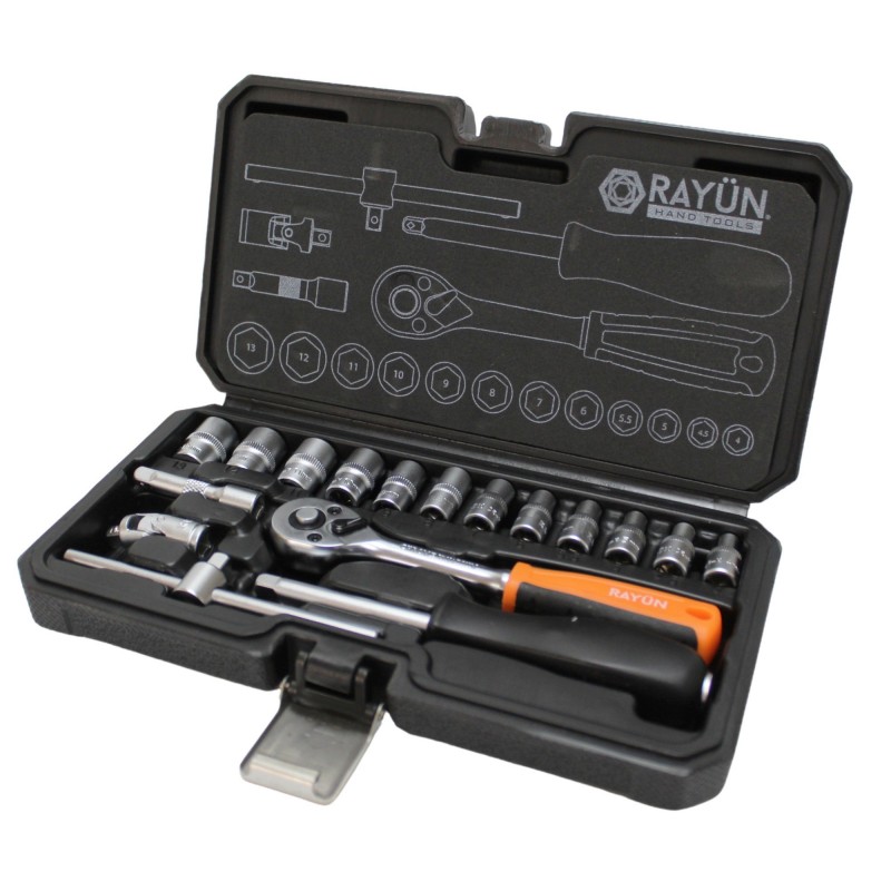 SET 17 PCS. DADOS Y CHICHARRA 1/4" RAYUN