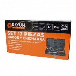 SET 17 PCS. DADOS Y CHICHARRA 1/4" RAYUN