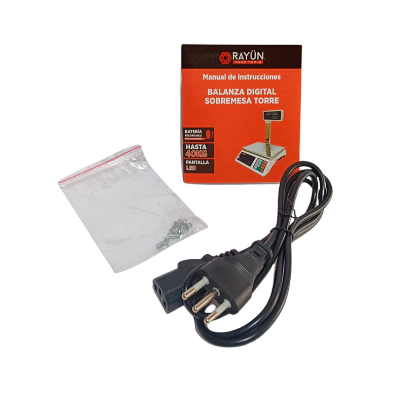 BALANZA SOBREMESA TORRE 40 KG LED/LCD RAYUN