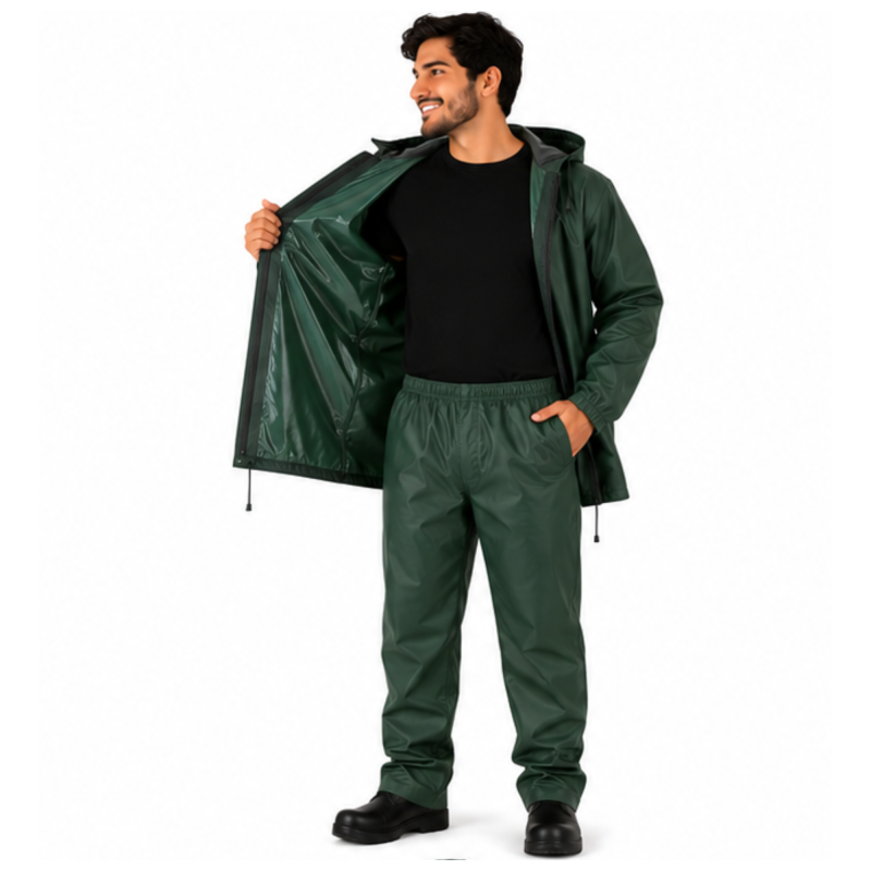 TRAJE LLUVIA IMPERMEABLE ANTIACIDO VERDE RIMAR T50