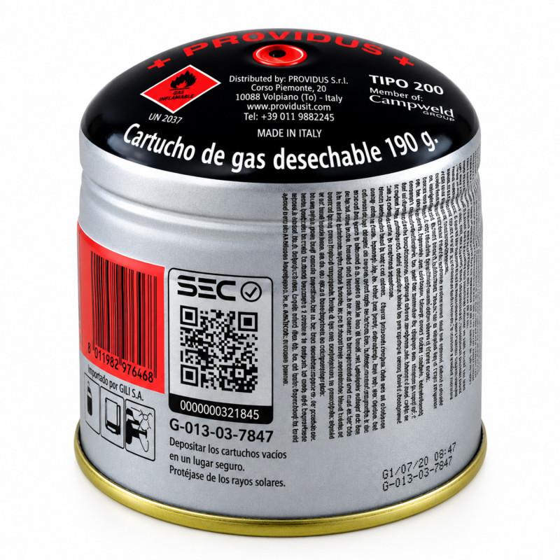 CARTUCHO DE GAS DESECHABLE 190 GR. (330 ML) PROVIDUS